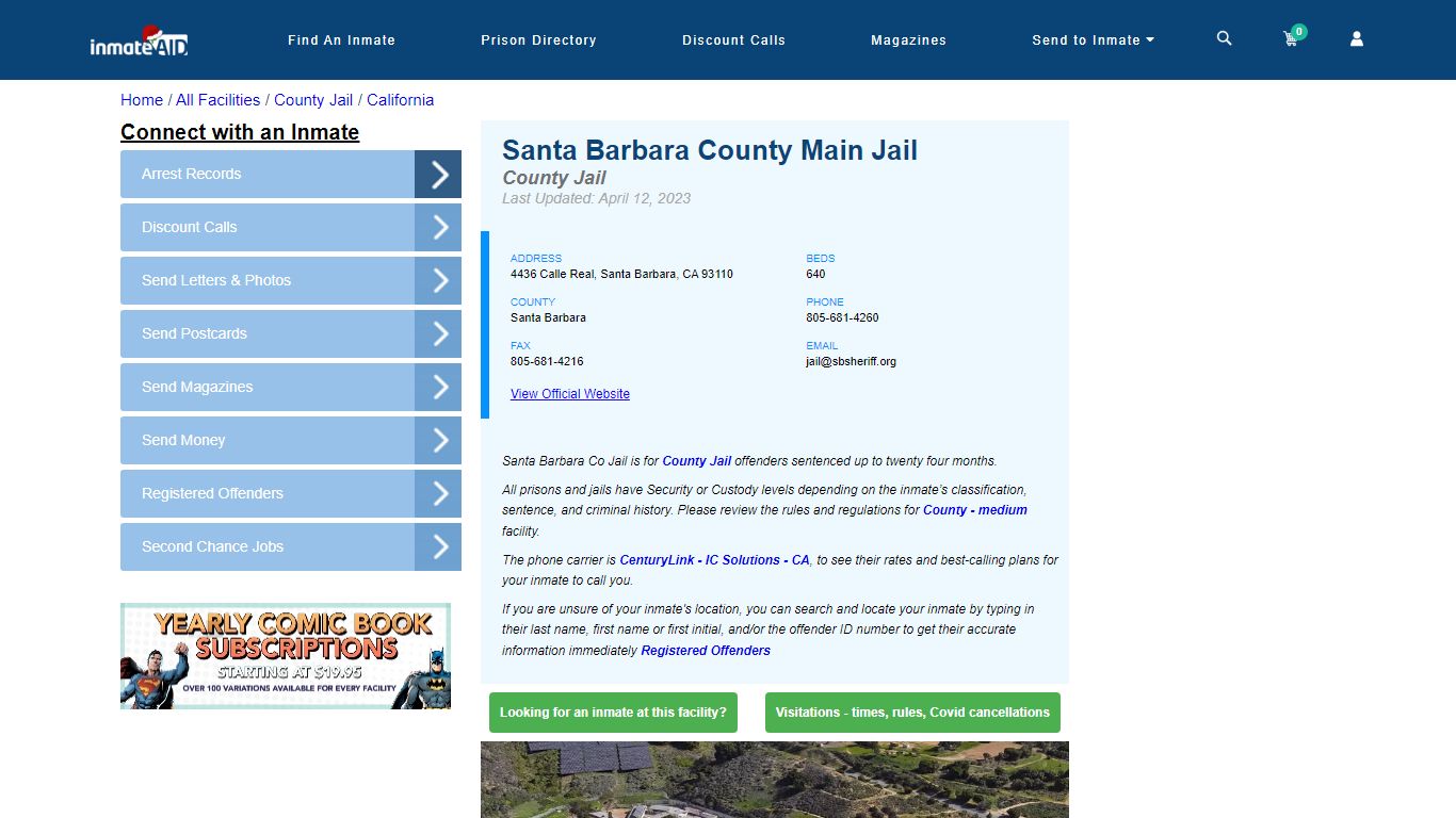 Santa Barbara County Main Jail - Inmate Locator - Santa Barbara, CA