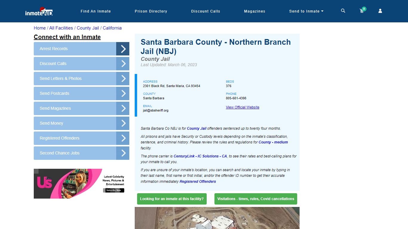 Santa Barbara County - Northern Branch Jail (NBJ) - Inmate Locator ...